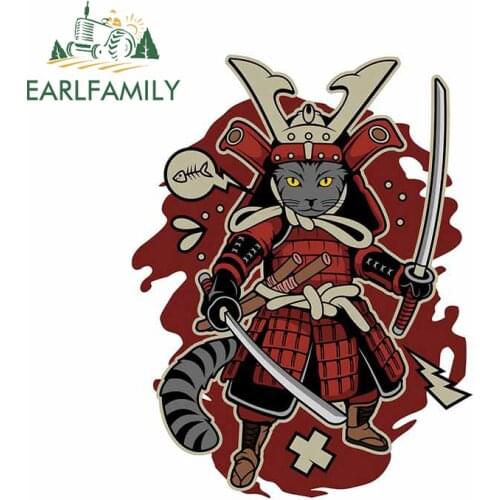 EARLFAMILY 13cm x 9.8cm for Funny Cartoon Samurai Car Sticker Vinyl Scratch-proof Window Trunk Race Car Personality JDM Decal