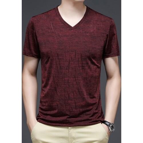 Summer Men T-shirt Casual V-neck Short Sleeve Breathable T-shirt Male 2021 Short T Shirts Men Clothing