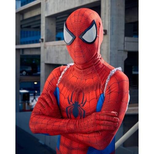 Classic Peter Parker Costume Cosplay BigLens 3D Printed Cosplay Spandex Lycra Zenzai Suit Halloween Costume For Adult/Kids