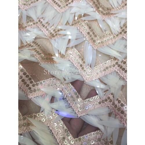 Beautiful BZL-12919 Nigerian french lace fabric nice looking Embroidered lace fabric with sequins in nice color