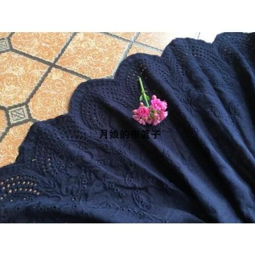 1 Meter Navy Blue Cotton Lace Fabric Fashion Womens Accessories Clothes Lace Net Fabric Diy Lace Accessory Embroidery Wide 55cm