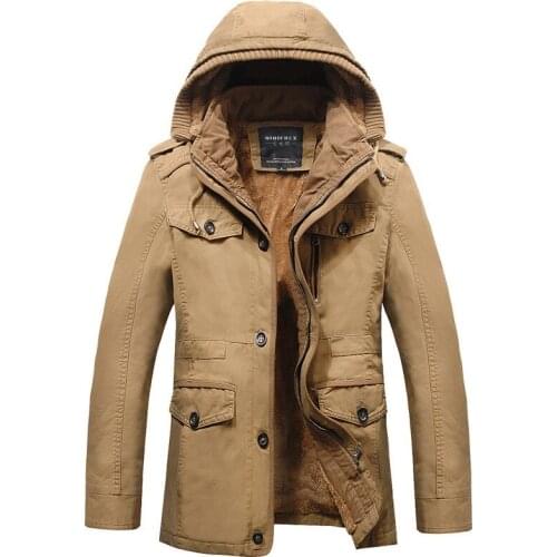 2020 winter mens Military cotton long Plus velvet thick hooded jacket windproof warm Single-breasted coat outwear Windbreaker6XL