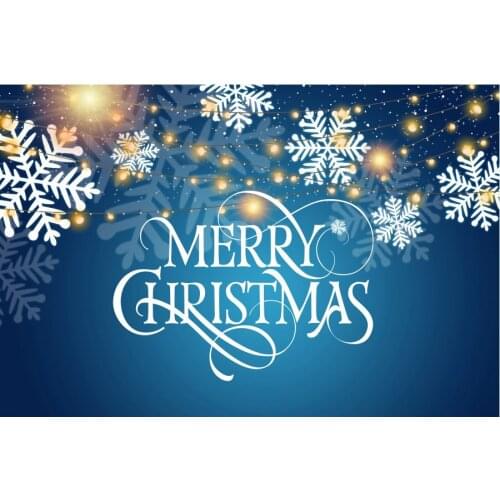 Merry Christmas Backdrop Snowflake Bokeh Blue Photography Background Family New Year Xmas Party Decor Photo Booth Studio Props