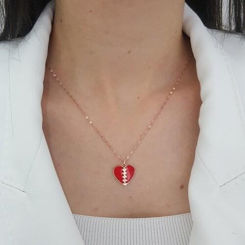 Trendy 925 Silver Neon Turkish Jewelry Zircon Fashion Love Heart Valentine Necklace For Women Minimalist Style Luxury Designer