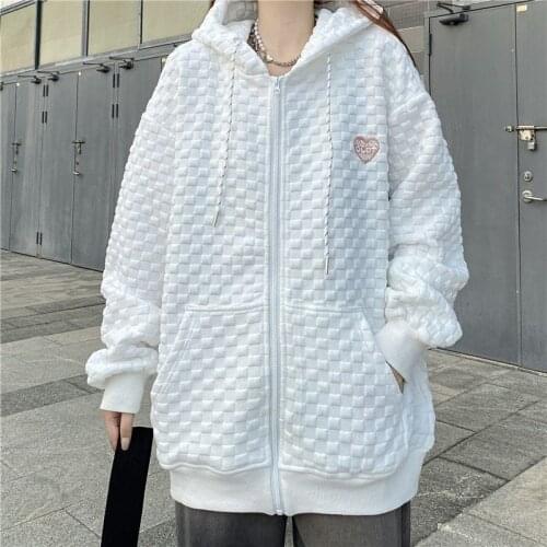 2021 fashion women plus size hoodie autumn jacket womens tide ins wild niche thin loose cardigan zipper clothes