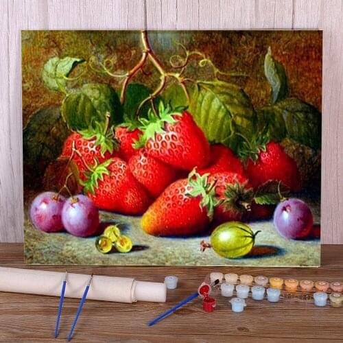Fruit Painting By Numbers Complete Kit Oil Paints 40*50 Canvas Painting Decoration For Kids Handicraft Art