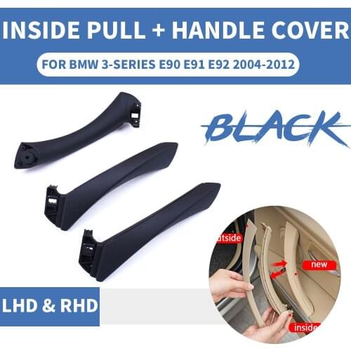 LHD Left Hand Black Car Inner Inside Outside Handle Interior Door Panel Pull Trim Cover For BMW 3 series E90 E91 E92 316 318 320