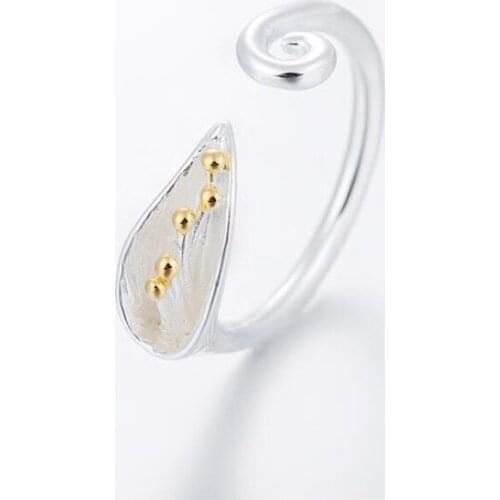 New Fashion Ethnic Style Aloe Colorful Leaf 925 Sterling Silver Jewerlry Not Allergic Personality Flowers Opening Rings SR101