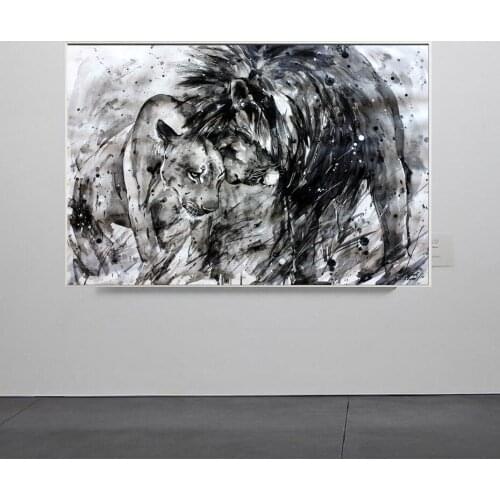 Black and White Animals Lion Posters Canvas Wall Art Paintings Decorative Animals Prints Posters Prints Living Room Home Decor
