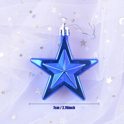 Plastic Stars Hanging Ornament Independence Day 4th of July Decorations for Home Party Outdoor Decor Red Blue Silver