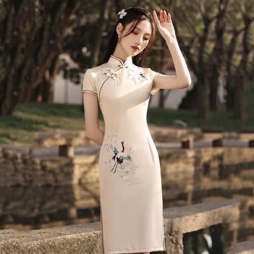 Chinese style modified cheongsam 2021 summer dress small short womens wear