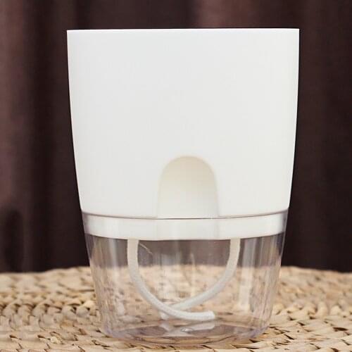 2 Layer Transparent Flowerpot Self Watering Plant Container with Water Tank for Succulent Plants Indoor Home Decor