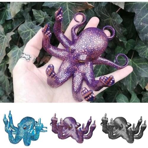 Gesture Octopus Statue Fluorescence Resin Ornaments Simulation Octopus Table Crafts Home Office Figurines Decoration 2021 Hot
