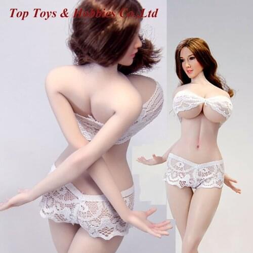 In stock 1/6 Silicone Asian Female Body Seamless body with movable toes G cup breast super large bust head famle body no head