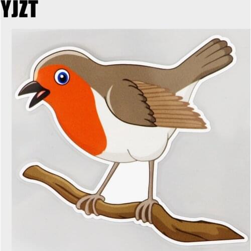 YJZT 13.6CM×12.5CM Beautiful Robin On The Branch Car Sticker Decal PVC 11C-0317