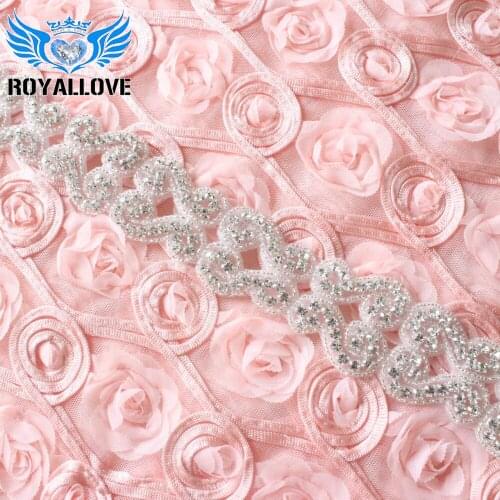 10yards) Wholesale Handmade Hot Fix Iron On Sewing on Beaded Stones and Crystal Bridal Sash Applique Trim for Wedding Headbands