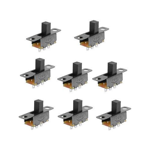 100 Pcs 6mm High Side Knob 2 Position SPDT 1P2T Panel Mount Vertical Slide Switch 3 Solder Lug Pin SS-12F15G6