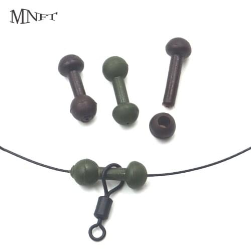 MNFT 100Pcs Soft Rubber Chod/Heli Beads Rig Swivel Accessories Dumbbells Shape Carp Fishing Terminal Tackle Brown & Green Colors