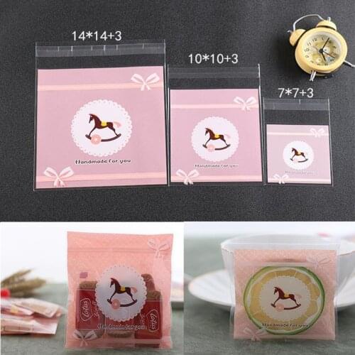 100PCS Packaging Bags Self Adhesive Plastic Bags Cellophane Cookies Wedding Birthday Party Candy Bags