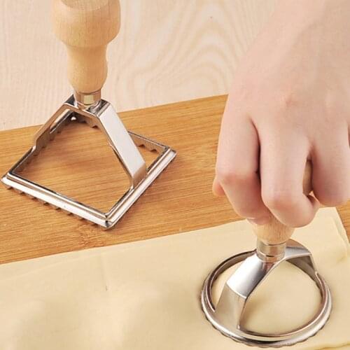 2pcs) Square 7cm Round 6.5cm Italian Pasta Cutter Tool Ravioli Stamp Dumpling Molds