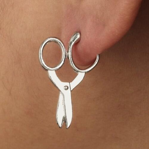 2020 Cool New 1 Pair Gold Color Scissors Shape Stud Earrings for Women Girl best gift Tiny Metal Stud Earring Statement Earrings