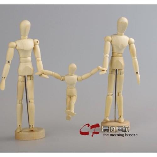 3 pcs 30cm wooden human model family lover couple model sketch art model