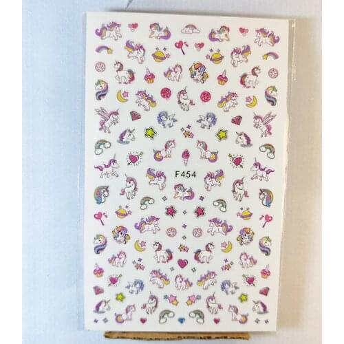 3D Nail Sticker Interesting Design Nail Foil Cute Unicorn Rainbow Bells Self-Adhesive Sticker for Manicure Nail Art Decoration