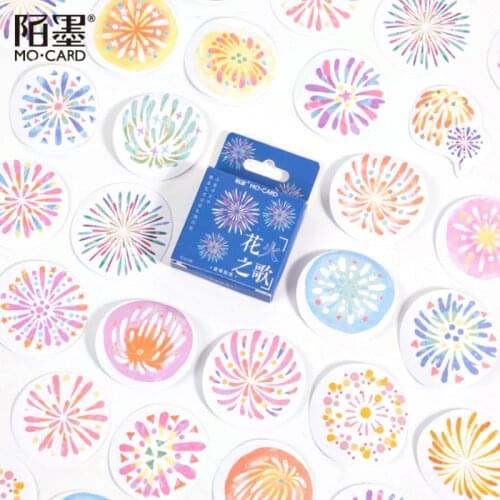 46pcs/box Song Of Fireworks Stickers Label Stamp Kawaii Handmade Adhesive Paper Sticker Stationery DIY Scrapbooking Notebook