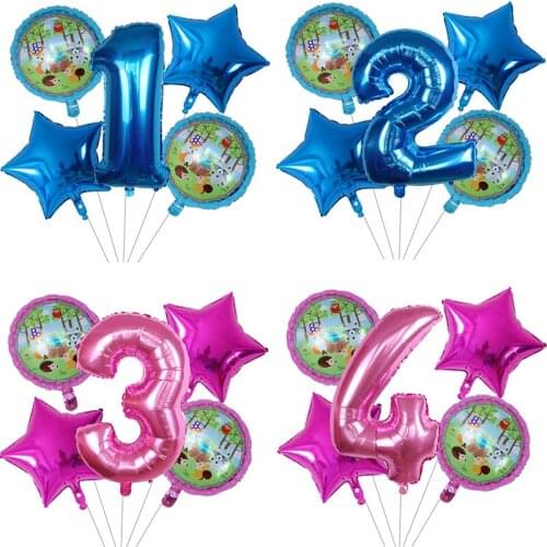 5pcs Animal Balloons Raccoon Fox Squirrel Hedgehog Foil Helium Balloon Birthday Jungle Party Decoration Boy Kids Baby Shower Toy