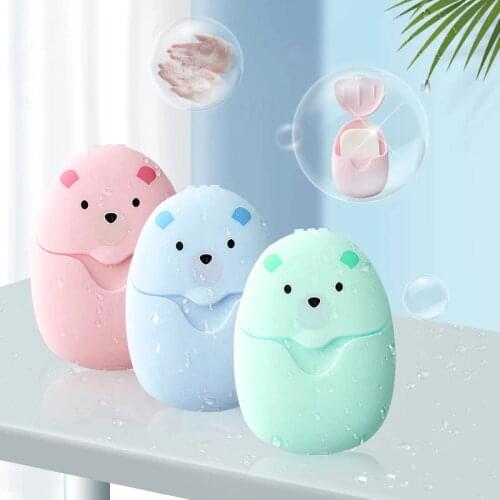 50pcs Disposable Boxed Paper Soap Travel Portable Hand Washing Box Mini Soap Paper Home Bathroom Products 3 Colors Soap Paper