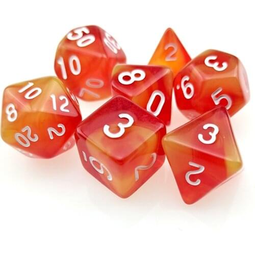 7 PC Polyhedral RPG Dice Set Gemini Color Red & Yellow (d4 d6 d8 d10 d% d12 & d20) for DND D&D Roleplaying Games