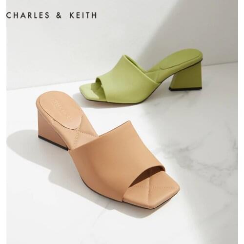CHARLES＆KEITH New Arrival for Autumn 2021 SL1-60920039 Vintage square toe open toe high heel sandals