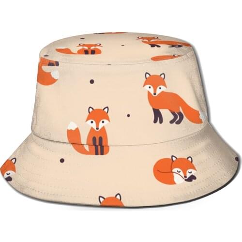 CINESSD Fox Pattern Unisex Casual Sun Hat Bucket Hat for Men Women Bob Hip Hop Caps Summer Fisherman Hat Panama