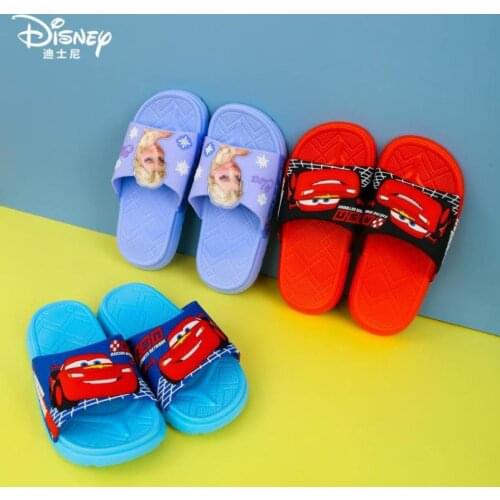 Disney 95 Car Boys Slippers Childrens Girls Princess Elsa Casual Shoes Home Indoor Flats Rubber Girl Slippers Footwear