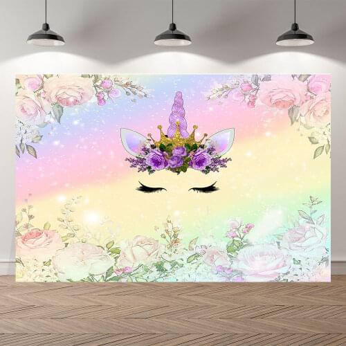 Unicorn flowers prince girl boy Birthday Party weddiing party baby shower Banner Background Printed Photographic studio Backdrop