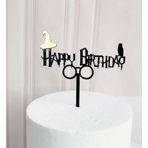 Ins Cartoon Happy Birthday Acrylic Cake Topper Cute Boy Witch Cake Topper For Kids Birthday Party Cake Decorations Baby Shower
