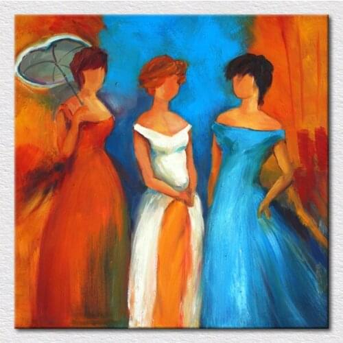 Canvas prints three ladies painting from hand painted impression oil painting as home supply decor art for you, free shipping