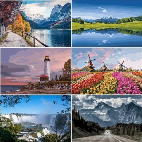 40*50cm Frameless Painting By numbers Nature Landscape On Canvas Pictures By Numbers Scenery Home Decoration DIY For Unique Gift