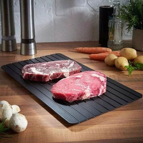 New Fast Defrosting For Kitchen Plates Food Meat Tools Cutting Board Tray Fruit Gadget Frozen Thaw That Defrost Black Aluminum
