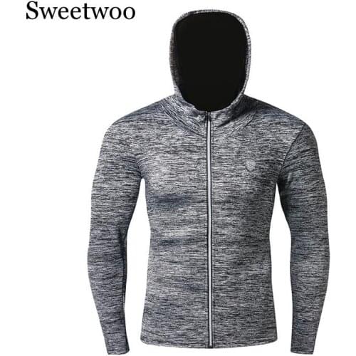 Men Running Jacket Sports Long Sleeves T Shirt Tight Fitness Gym Soccer Reflective Training Coat Jogging Hooded Jackets