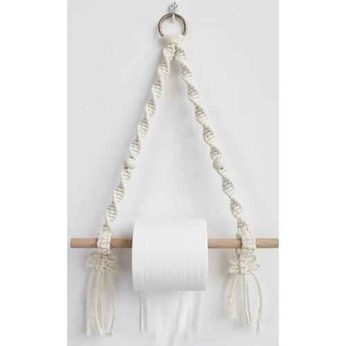 Wall Mounted Roll Paper Holder Wood Stick Towel Tissue Organizer Rack for Kitchen Bathroom Paper Storage Hanging Paper Holder