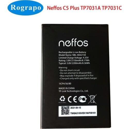 NEW Original 2200mAh NBL-40A2150 NBL-40B2150 Replacement Battery For TP-LINK NEFFOS C5 PLUS TP7031A TP7031C Mobile Phone