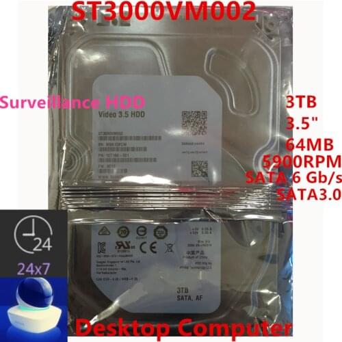 New HDD For Seagate Brand 3TB 3.5" SATA 6 Gb/s 64MB 5900RPM For Internal Hard Drive For Surveillance HDD For ST3000VM002