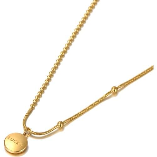 Original Design Fashion Lucky Charm Pendant Necklace For Women Titanium Stainless Steel Bohemia Party Necklace N20138