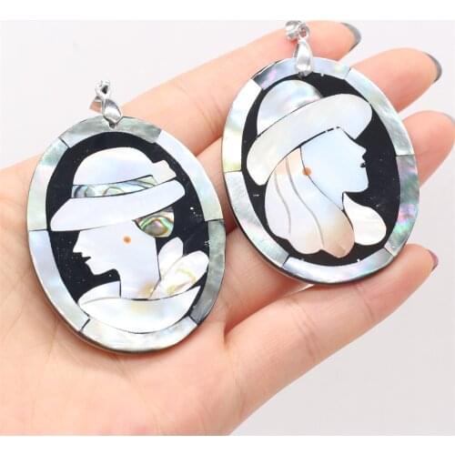 Natural Shell Pendant Oval shape Mother of Pearl Exquisite charms For jewelry making DIY Necklace accessories 42x52mm