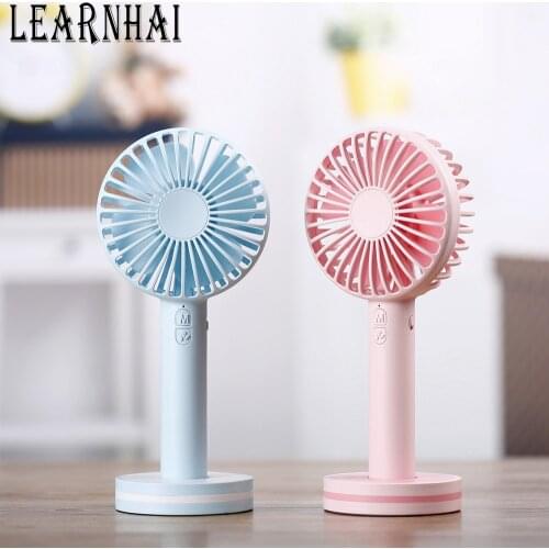 LEARNHAI Portable Macarons Handy Handheld Cooling Fan with Mirror And 2000Mah Rechargeable Battery For Travel Outdoor Office