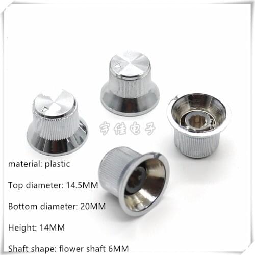 5 Piece 20*14MM silver plating plastic knob potentiometer rotary encoder volume switch knob suitable for flower shaft 6MM