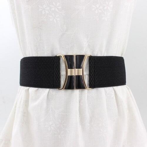 Female Trendy Black Waistband 65cm Wide Waist Elastic Stretch Leather Belts for Women Cinch Waistband Dress Clothing Accessories