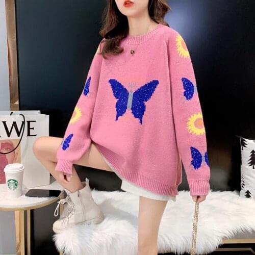 Autumn Pullover Women Sweaters Winter Loose Knit Embroidered Sweater Plus Size Womens Jumper