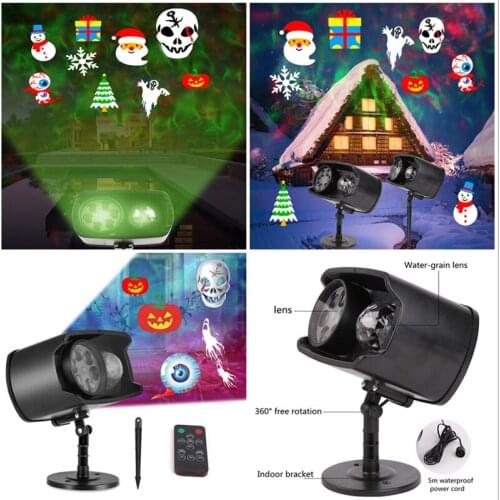 2 In1 Christmas Outdoor Snowflake Projector Lights Christmas Decor Santa Snowman Halloween Decoration Party Decor Xmas Navidad